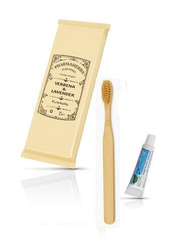 Kit dental de bambú Cepillo con cerdas suaves Bio + Tubo de pasta dental - 300 unidades