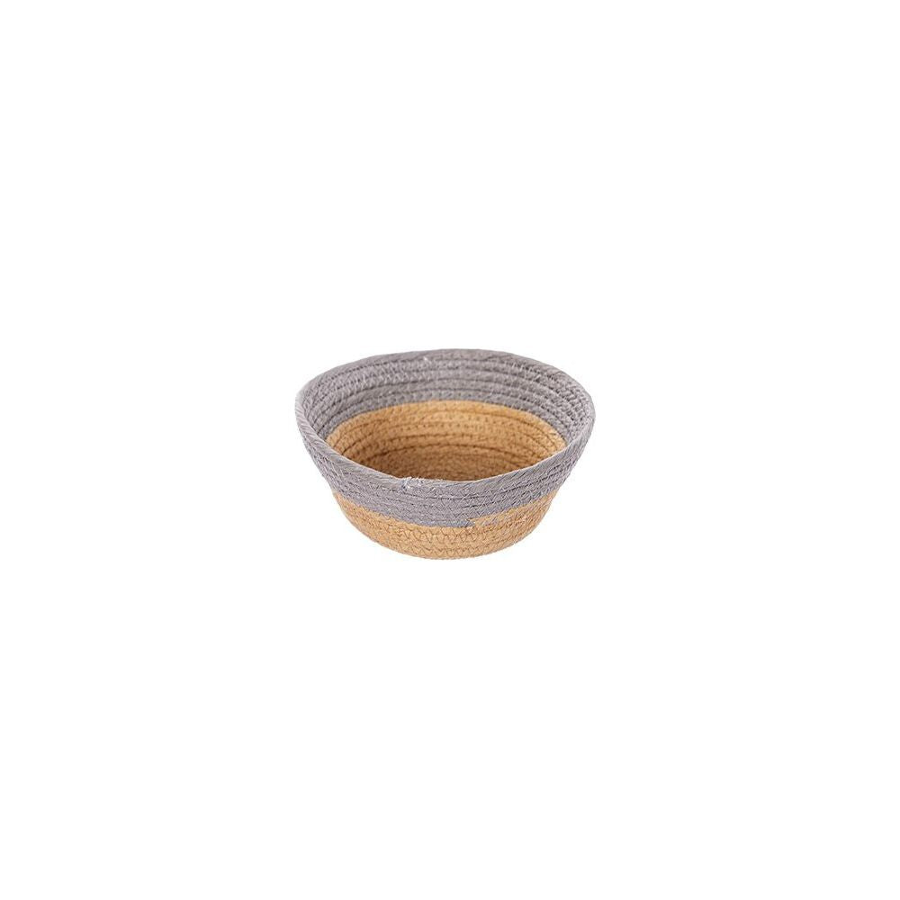 Cesta porta amenities de cuerda natural y gris 20 x 7cm