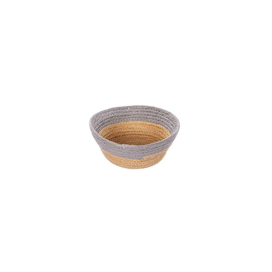 Cesta porta amenities de cuerda natural y gris 20 x 7cm