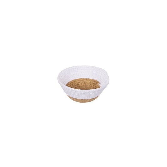 Cesta porta amenities de cuerda natural y blanco 20 x 7 cm
