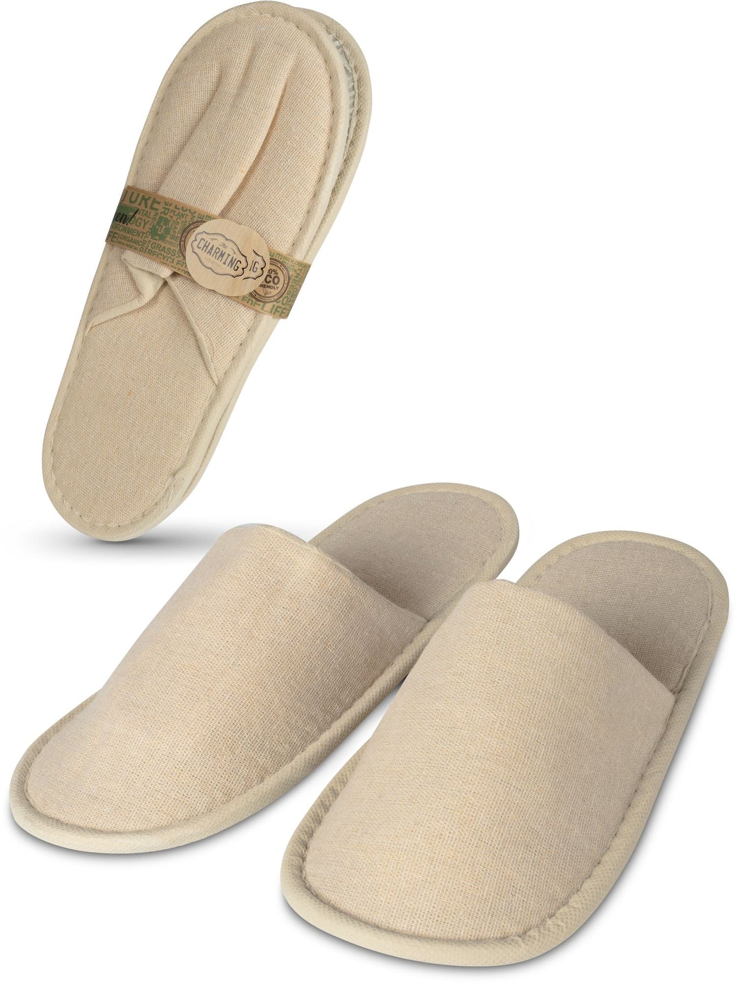 Zapatillas color natural con tira de cartón kraft | 30 pares