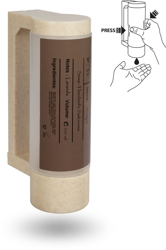 Soporte con botella dispensadora vacía de 400 ml BIO - Antirrobo (Para jabón de manos) | Estándar