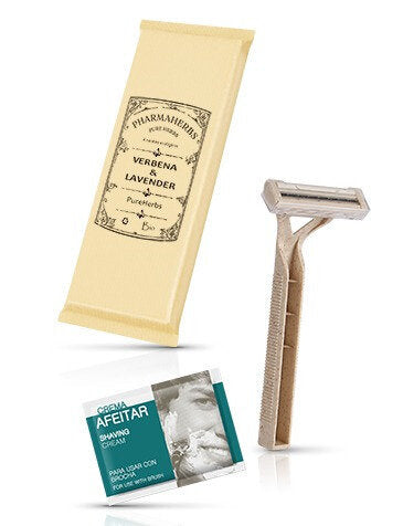 Kit afeitado de caña de trigo Cuchilla de afeitar + Crema de afeitar | 300 unidades