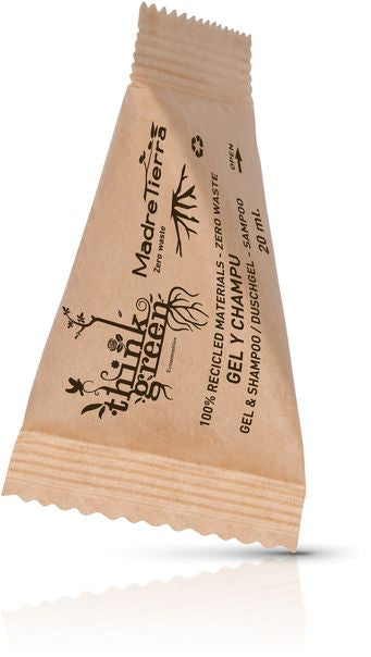 Gel & champú en sobre piramidal Madre Tierra 20ml 800 Unidades