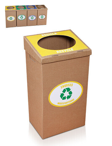 Papelera robusta de reciclaje (Plástico) para zonas comunes. Regalo 10 bolsas amarillas.