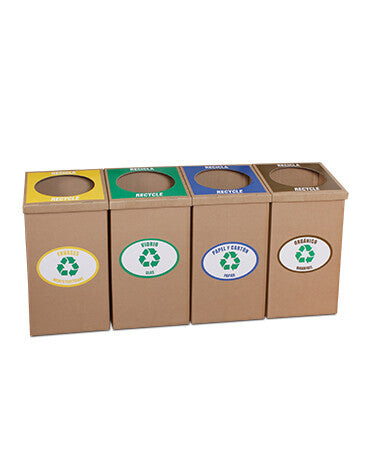Set 4 papeleras robustas de reciclaje zonas comunes. 40 bolsas en regalo.