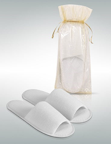 Zapatillas de algodón con suela antideslizante en bolsa organza (par) - 50 Unidades