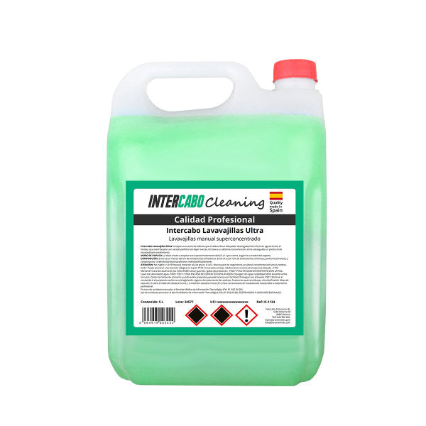 Intercabo Lavavajillas Manual Concentrado, Garrafa de 5 Litros – Fabricado en España