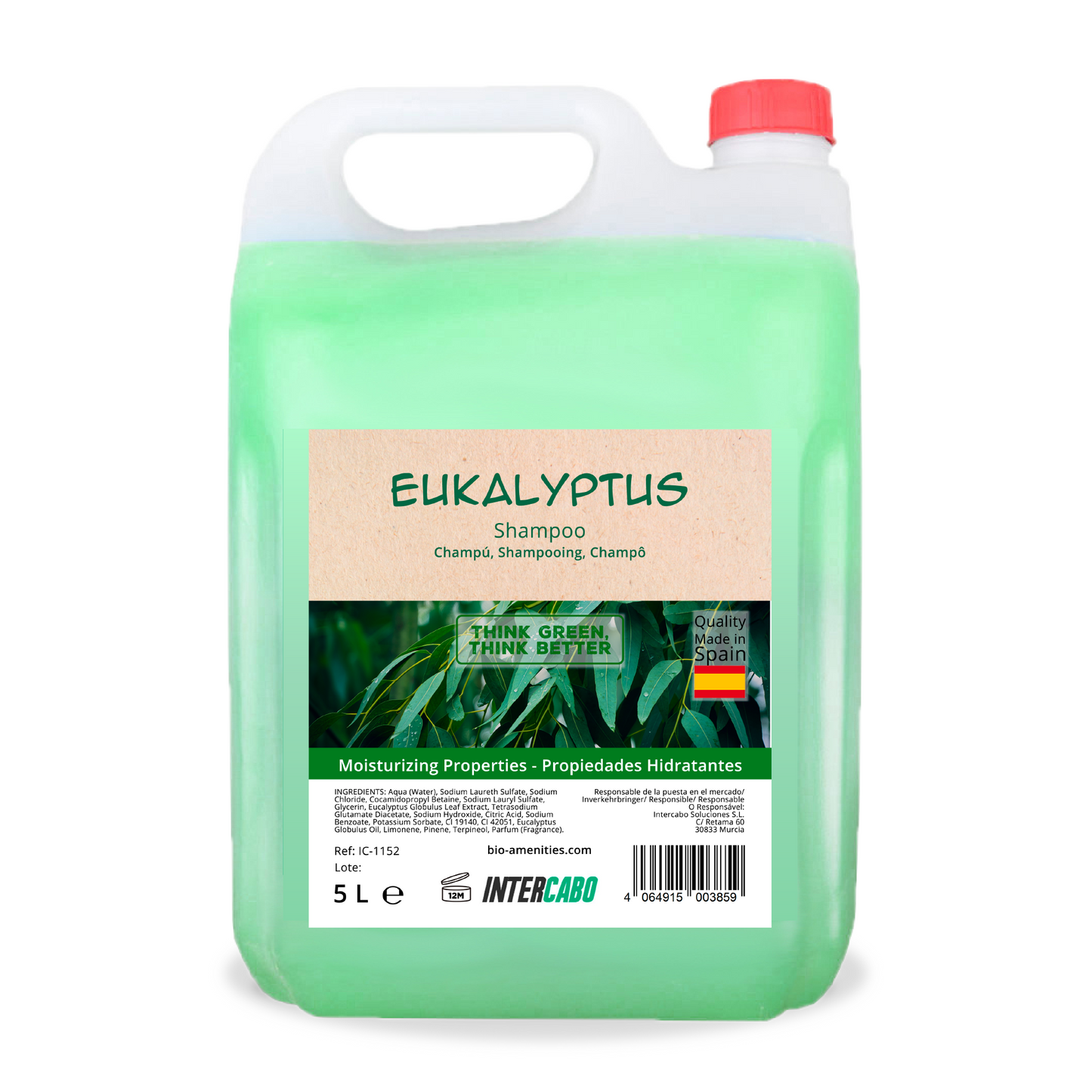 4 Garrafas de Champú Eucalipto, envase de 5L