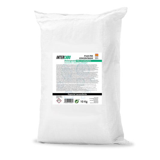 Detergente en polvo atomizado con oxigeno activo Calidad Máxima 600Kg - Ropa Blanca (60 sacos de 10Kg) - 1 Palet